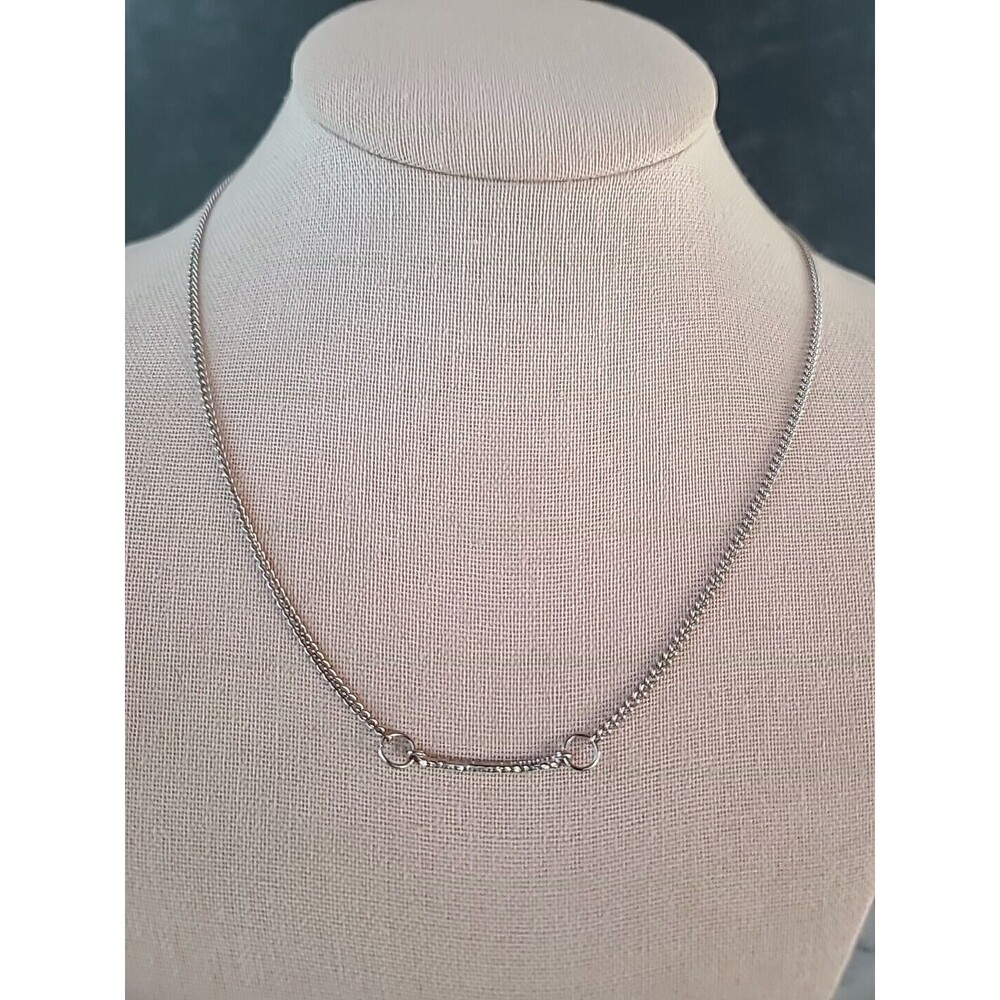 Silver Tone Metal Statement Adjustable Rhinestone Pendant Necklace, Vintage